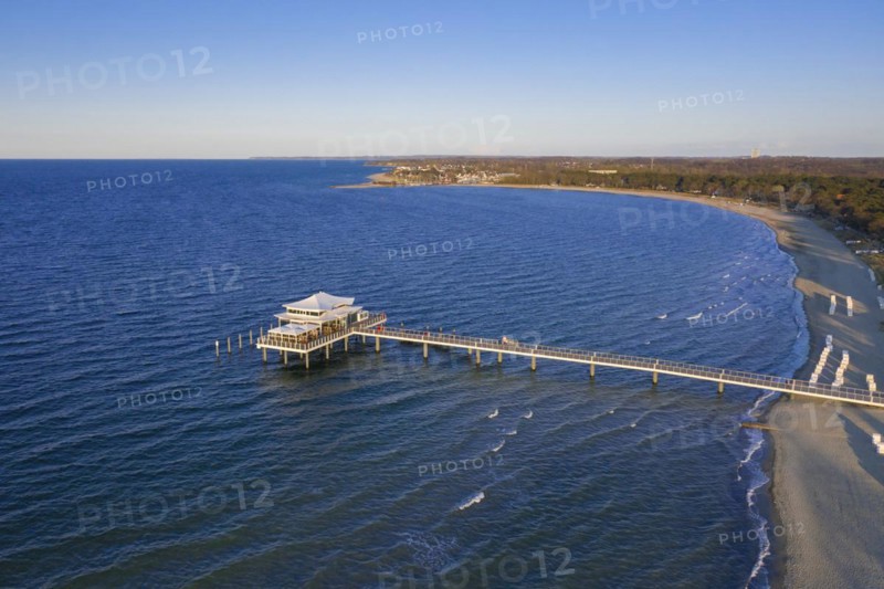 Aerial view at the seabridge with restaurant