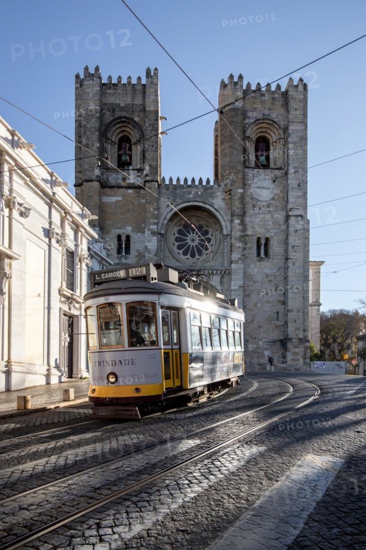 The Historic Streets with the famous tram 28 in front of Lisbon Cathedral