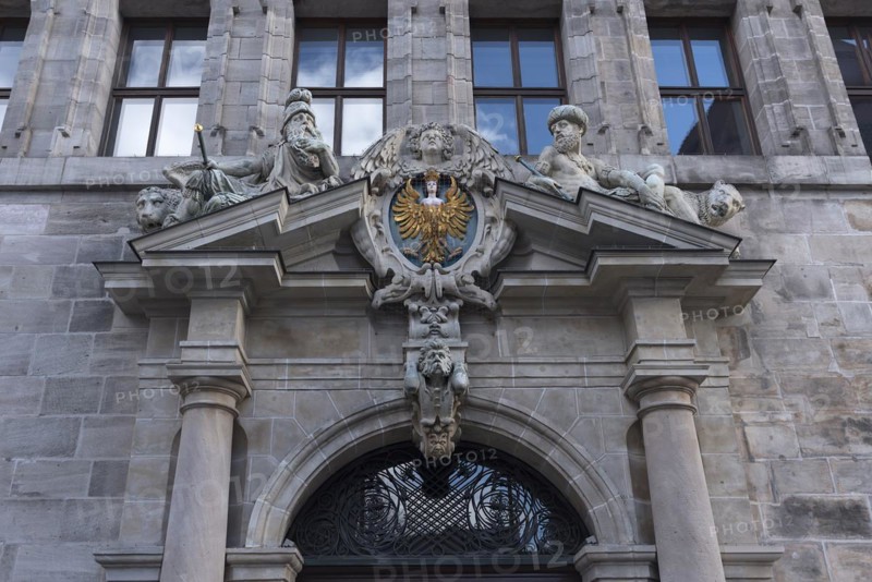 Left entrance portal of the historic Wolf Town Hall