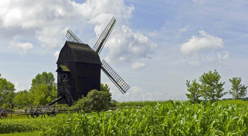 Old historic trestle windmill
