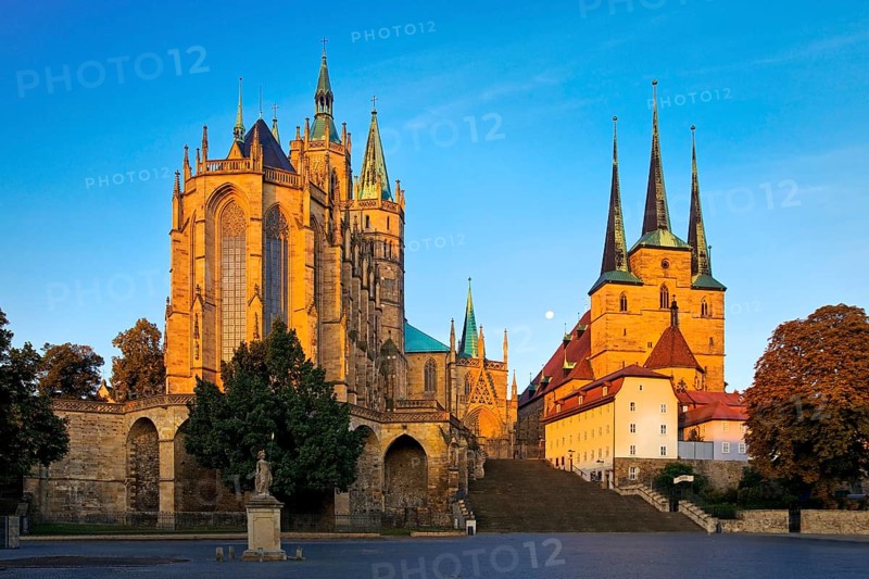 Erfurt Cathedral and Severi Church in early morning light