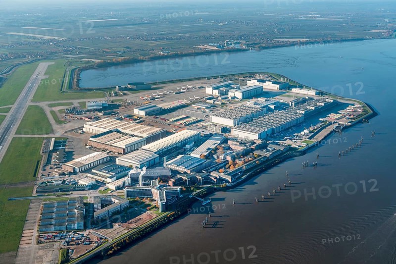 Aerial view Airbus Werke Hamburg Finkenwerder