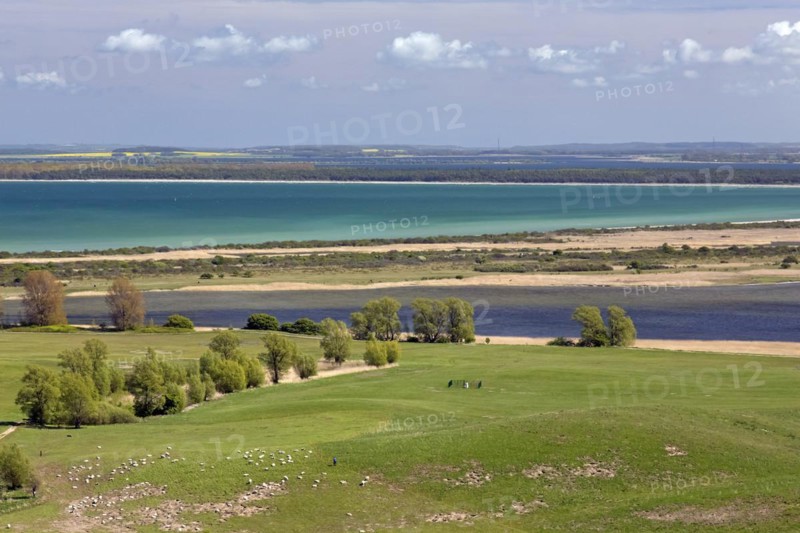 Aerial view from Dornbusch Lighthouse over Hiddensee Island in the Baltic Sea