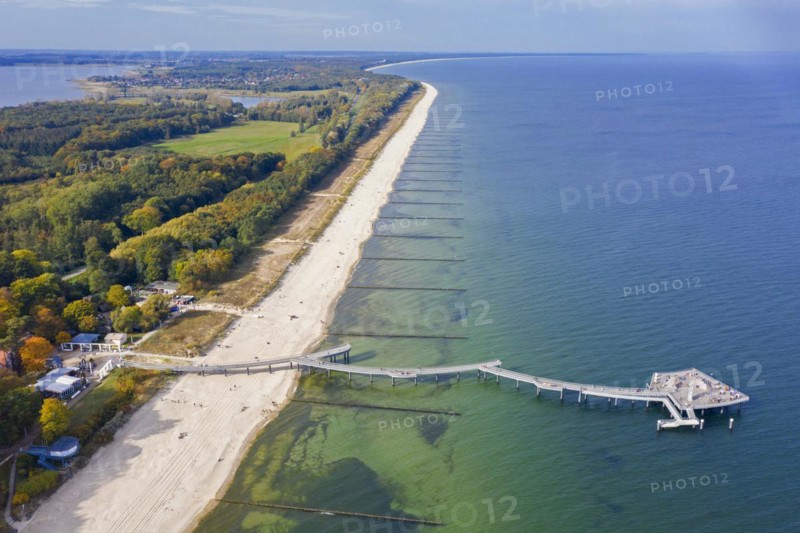 Aerial view over Koserow Pier