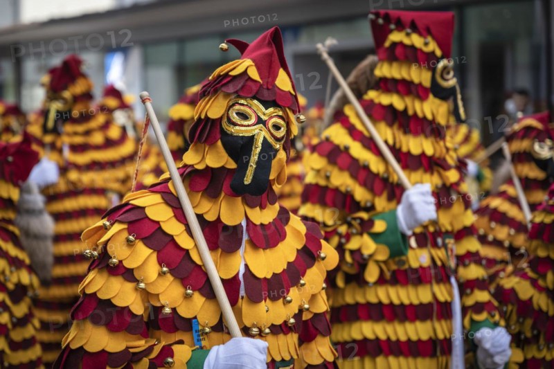 Traditional Hansele carnival costumes of the Radolfzell Narrenzunft Narizella Ratoldi