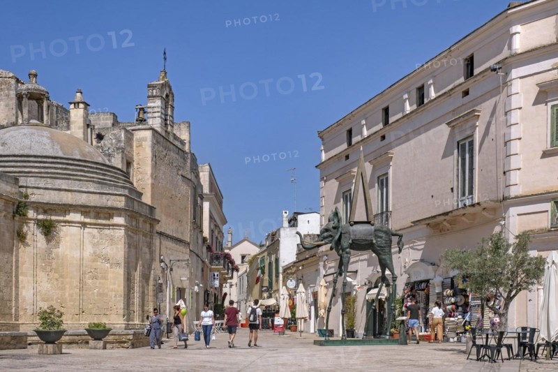 Sculpture The Space Elephant by Salvador Dali in the historic city centre of Matera