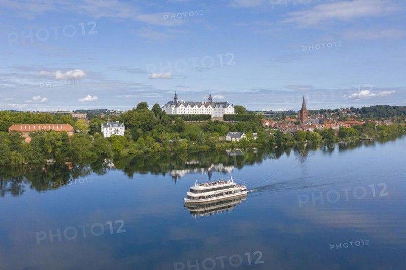 Aerial view over 17th century Ploen Castle