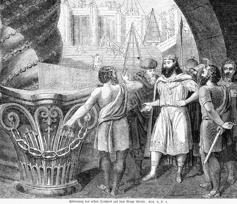 Building of the first temple on Mount Moriah
