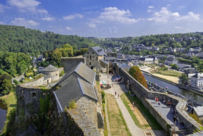 Aerial view over the Chateau de Bouillon Castle