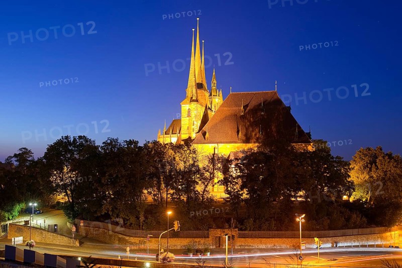 Severi Church and Erfurt Cathedral in the evening