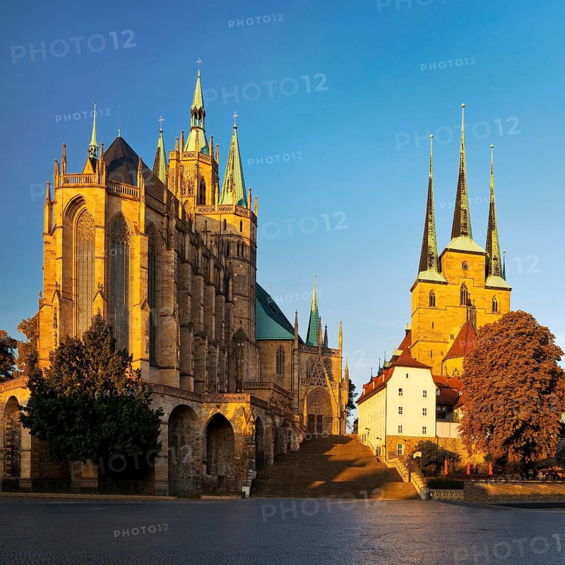 Erfurt Cathedral and Severi Church in early morning light