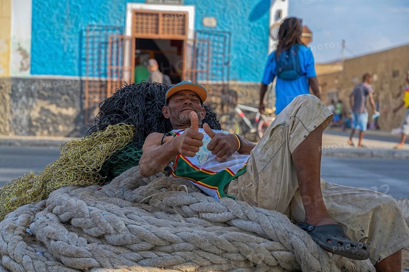 Fishermen Mindelo on Sao Vicente Island Cape Verde