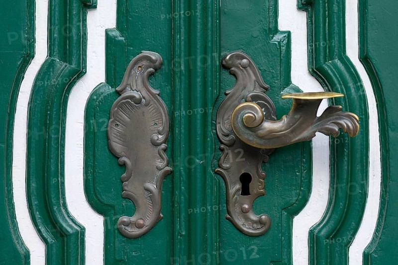 Antique door handle on a front door