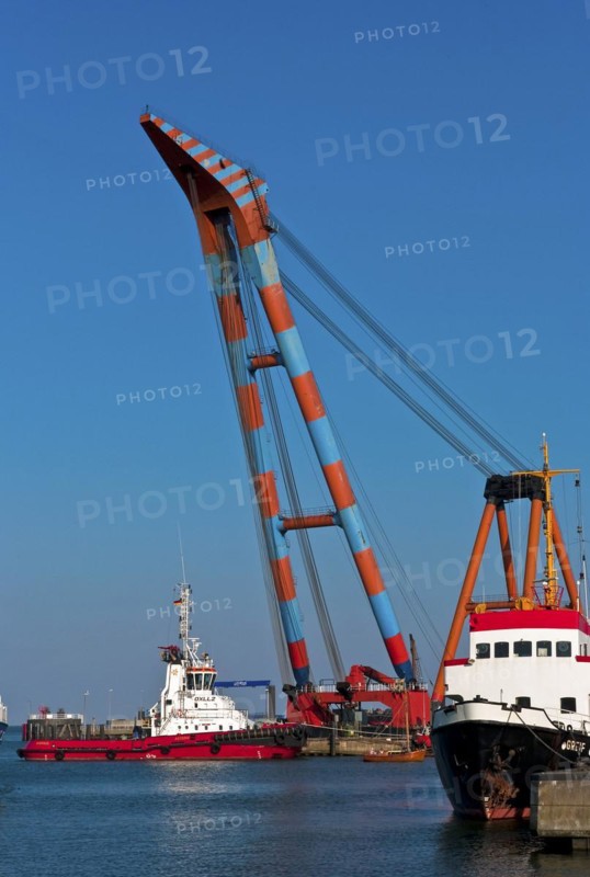 Floating crane Samson from Denmark In the harbour of Cuxhaven