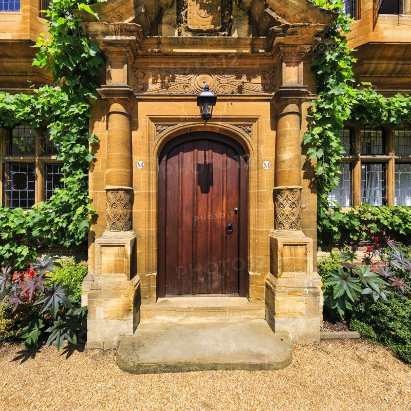 Door with ornate columns