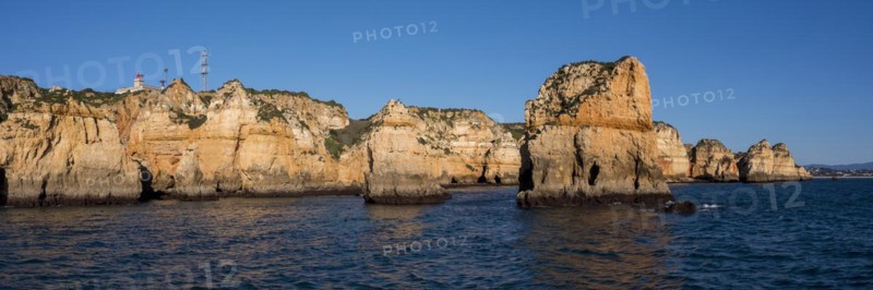 Praia da Marinha, rocks and cliffs, steep coast in the Algarve, Portugal, Europe