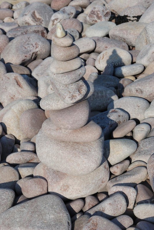 Pebble sculpture on a beach