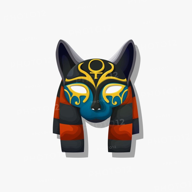 Mask of the Egyptian goddess Bastet, vector illustration