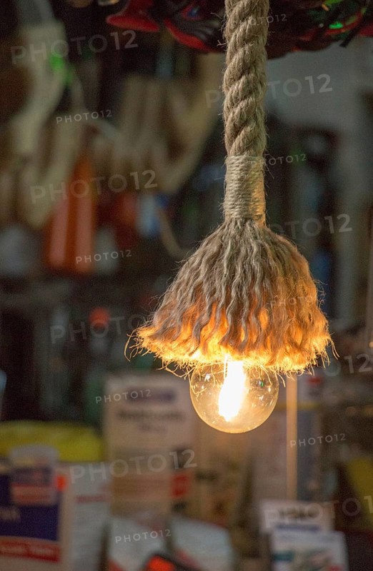Decorative antique edison style filament light bulbs hanging