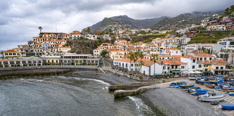 Fishing boats and houses, Camara de Lobos, Madeira, Portugal, Europe