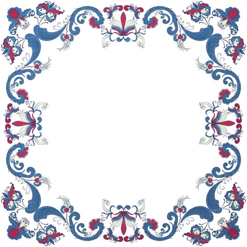 Vector floral frame with traditional Norwegian Rosemaling motif