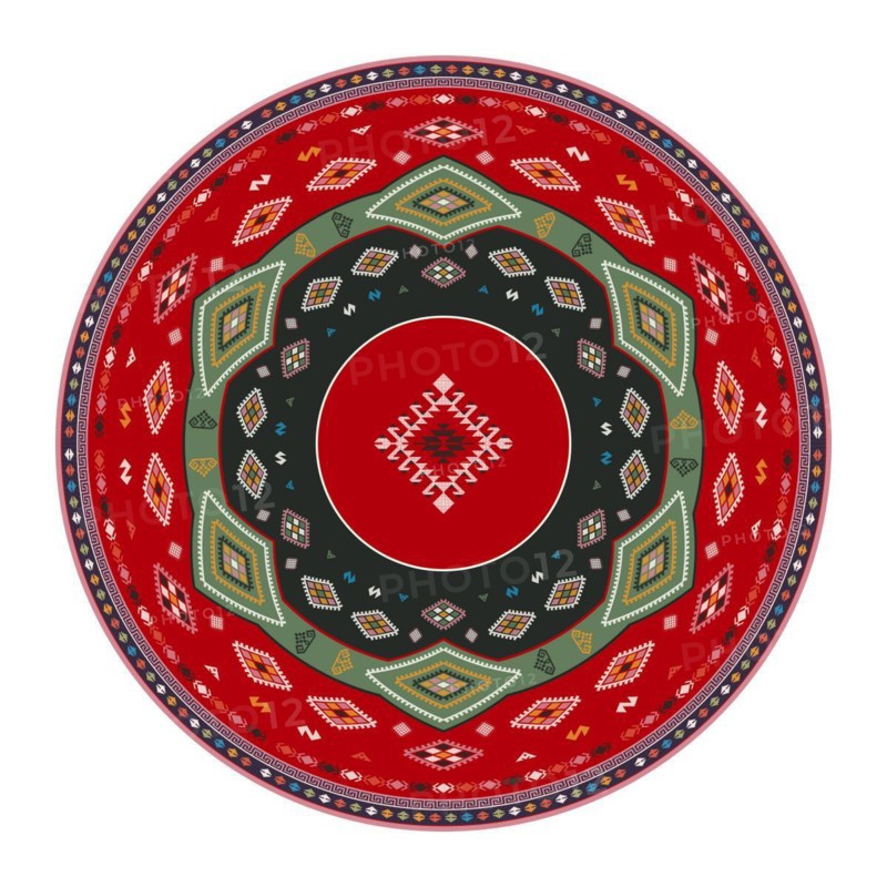 Traditional Kilim round decorative element, vector template