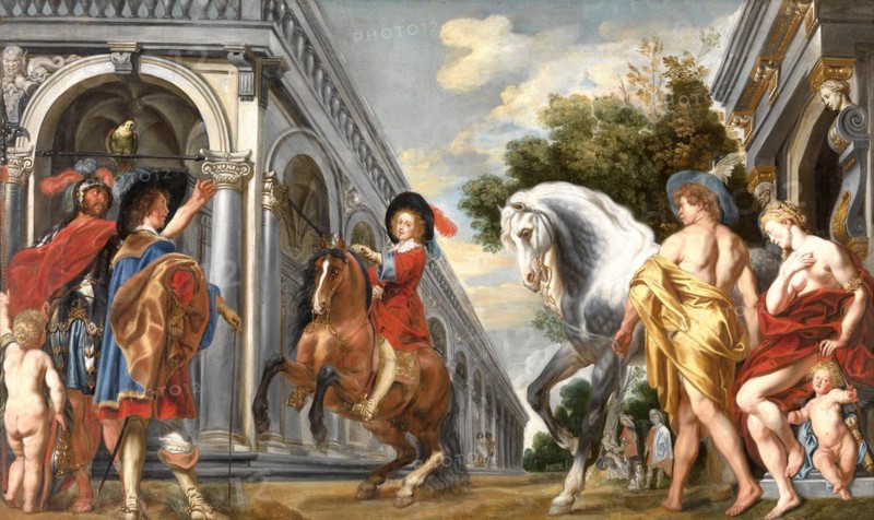 Levade, The Levade is one of the schools above ground of horsemanship, Painting by Jacob Jordaens, Historical, Digitally restored reproduction of a historical work of art
