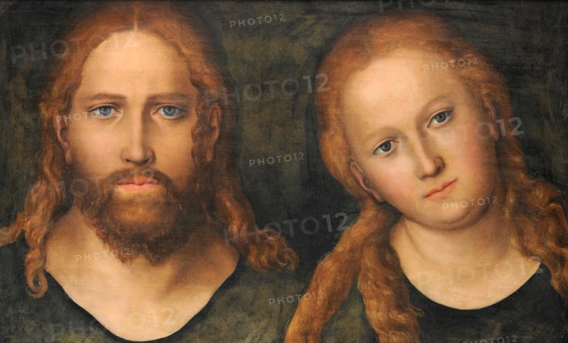 Christ and Mary, painting by Lucas Cranach the Elder, 4 October 1472, 16 October 1553, one of the most important German painters, graphic artists and book printers of the Renaissance, Historical, digitally restored reproduction of a historical original