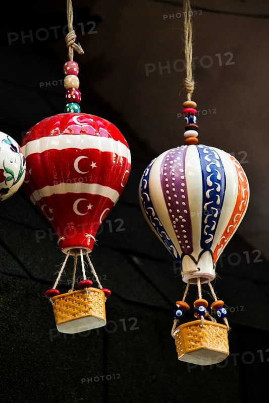 Hot air balloons model made of clay for decoration for sale at the market