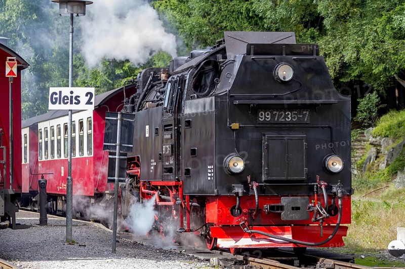 Steam train, Brockenbahn, narrow-gauge railway, Brocken, Harz, Saxony-Anhalt, Germany, Europe