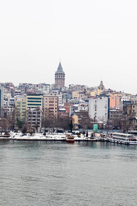 View of the Galata Tower from the Golden Horn of Istanbul