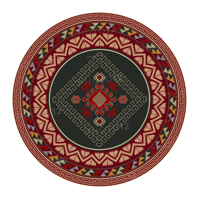 Traditional Kilim round decorative element, vector template