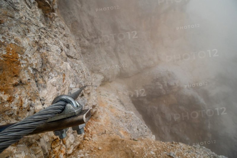 Elements set by man to facilitate the route via ferrata. Dolomites, Italy, Dolomites, Italy, Europe