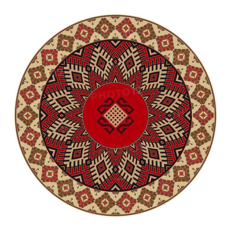 Traditional Kilim round decorative element, vector template