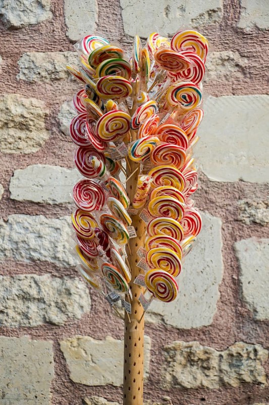 Delicious colorful swirl candy and sweets for kids