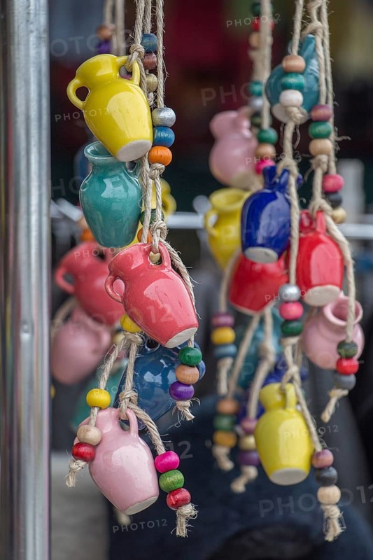 Traditional clay pottery for sale at the market