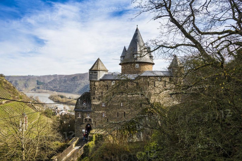 Stahleck Castle, Bacharach, Upper Middle Rhine Valley, UNESCO World Heritage Site, Rhine, Rhineland-Palatinate, Germany, Europe