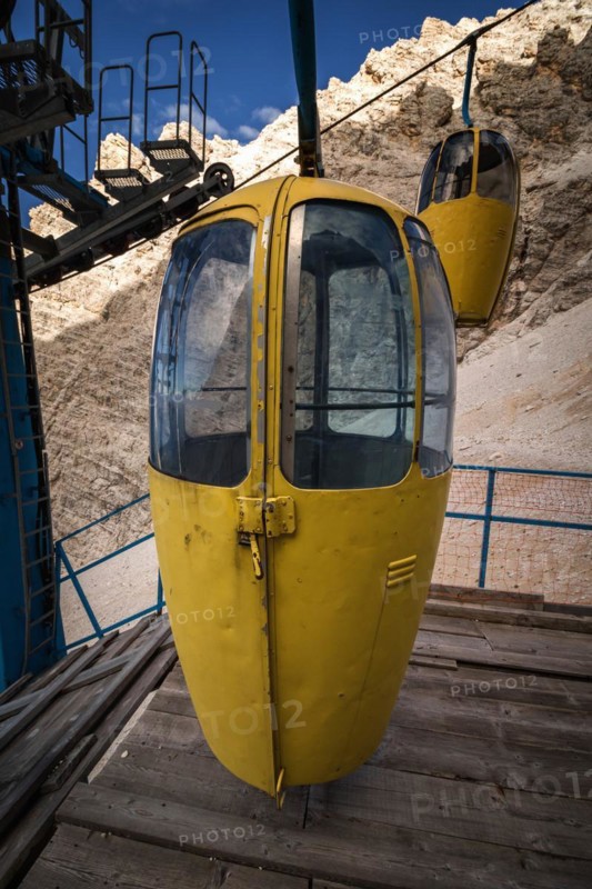 Gondola lift to Forcella Staunies, Monte Cristallo group, Dolomites, Italy, Monte Cristallo group, Dolomites, Italy, Europe