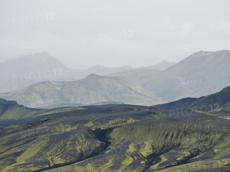 Moss-covered volcanic landscape, Laki Crater or Lakagigar, Highlands, South Iceland, Suourland, Iceland, Europe