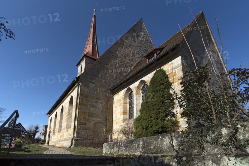 Southeast side of the St. Egidien Church, Beerbach, Middle Franconia, Bavaria, Germany, Europe