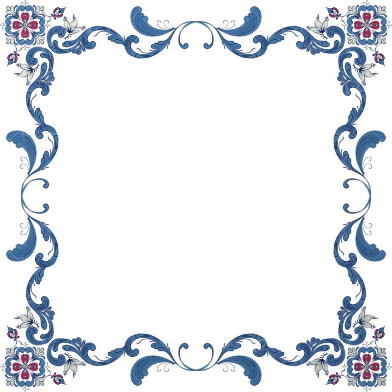 Vector floral frame with traditional Norwegian Rosemaling motif