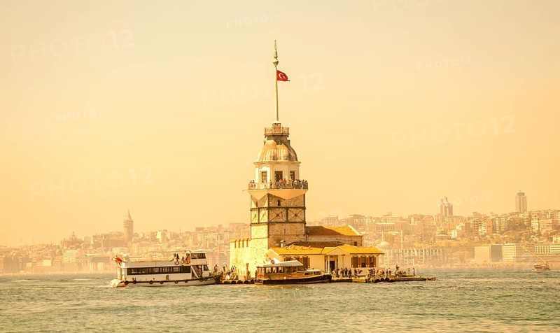 Maidens Tower located in the middle of Bosporus
