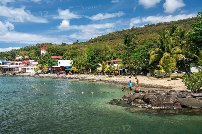 The village of Deshaies in the north of Basse-Terre, Guadeloupe, France, North America