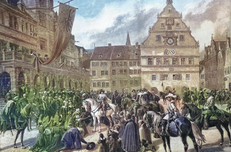 Johann, Johannes, Jean T Serclaes Count of Tilly, here in Rothenburg ob der Tauber, Germany, Historical, digitally restored reproduction of an original from the 19th century, exact date unknown, Europe