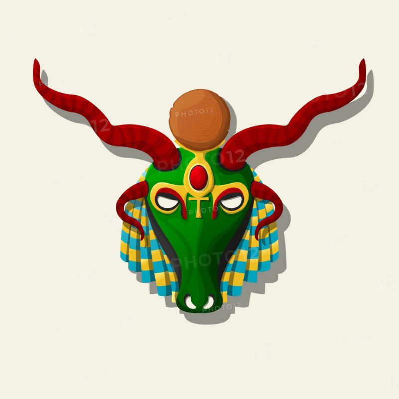 Egyptian god Khnum mask, vector icon