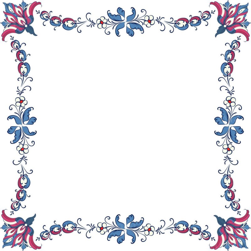 Vector floral frame with traditional Norwegian Rosemaling motif