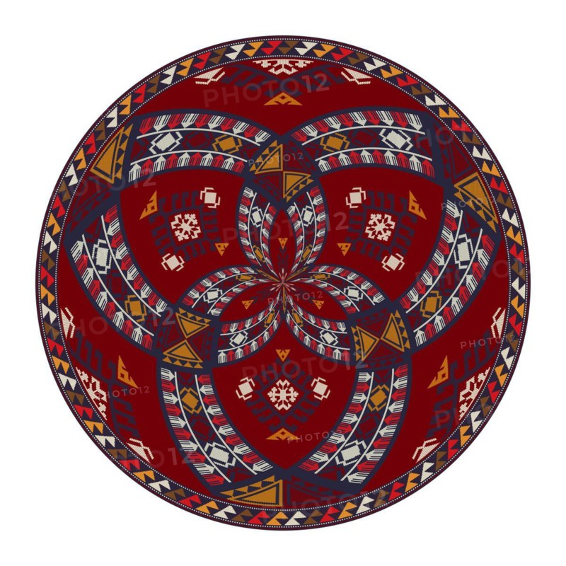 Traditional Kilim round decorative element, vector template