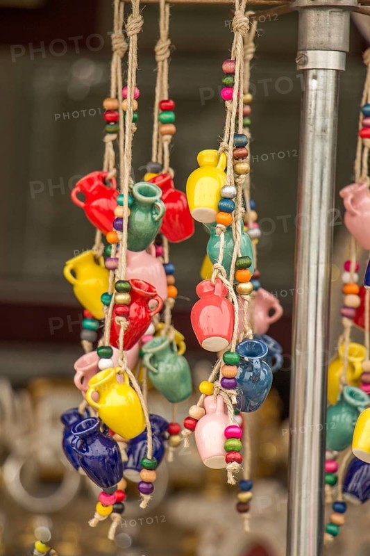 Traditional clay pottery for sale at the market