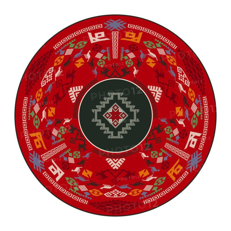Traditional Kilim round decorative element, vector template