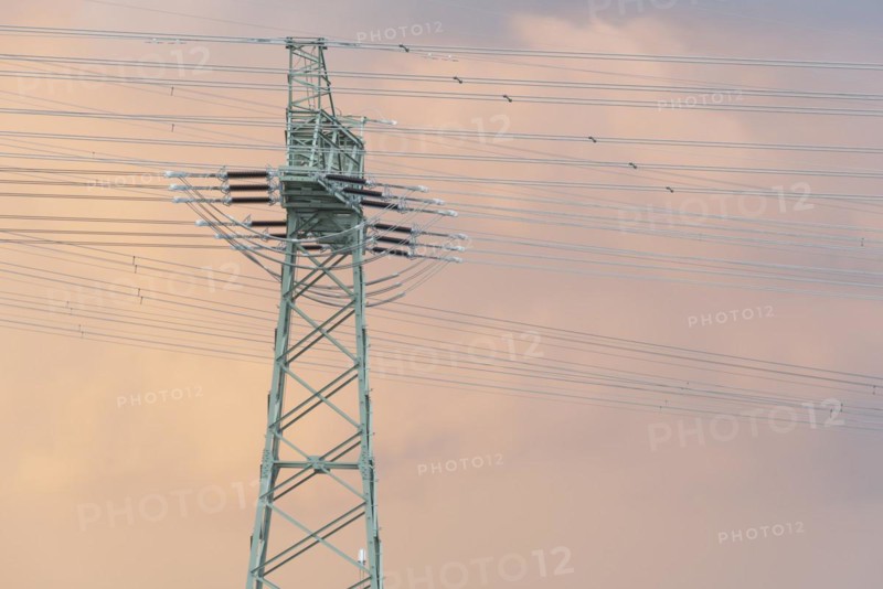 Power pole at Wolmirstedt substation, Saxony-Anhalt, Germany, Europe